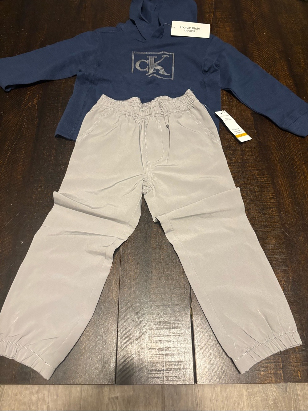 Calvin Klein Kids Light Gray Elastic Waist Jogger Pants